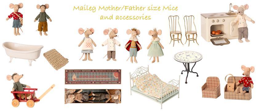 maileg mum and dad mouse and furniture accessorie