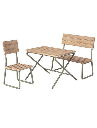 Maileg Mini Garden Set, Table, Chair and Bench