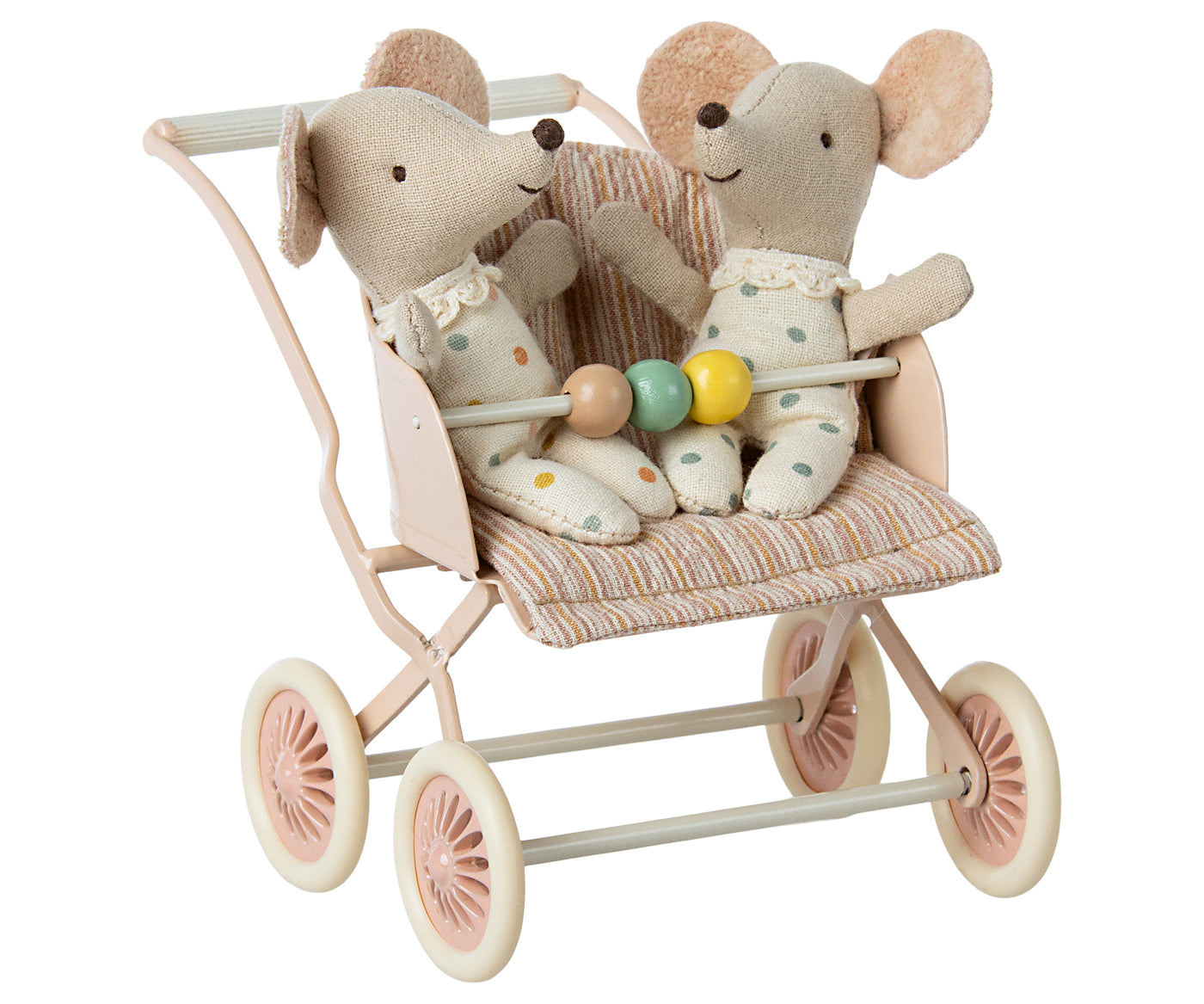Maileg baby mice in stroller