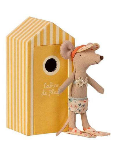 Maileg Beach Mouse - Big Sister in Cabin de Plage (16-1731-01)