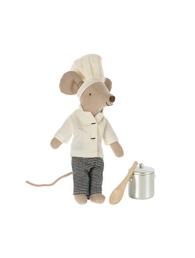 16-1782-00 Maileg Chef Mouse with Soup Pot and Spoon
