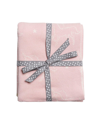 Sophie Allport Unicorn Pink Cotton Baby Blanket